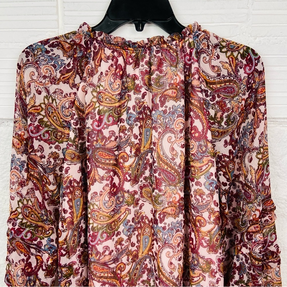 JESSICA SIMPSON MATERNITY pink tassel paisley peasant boho blouse size small - Picture 9 of 15